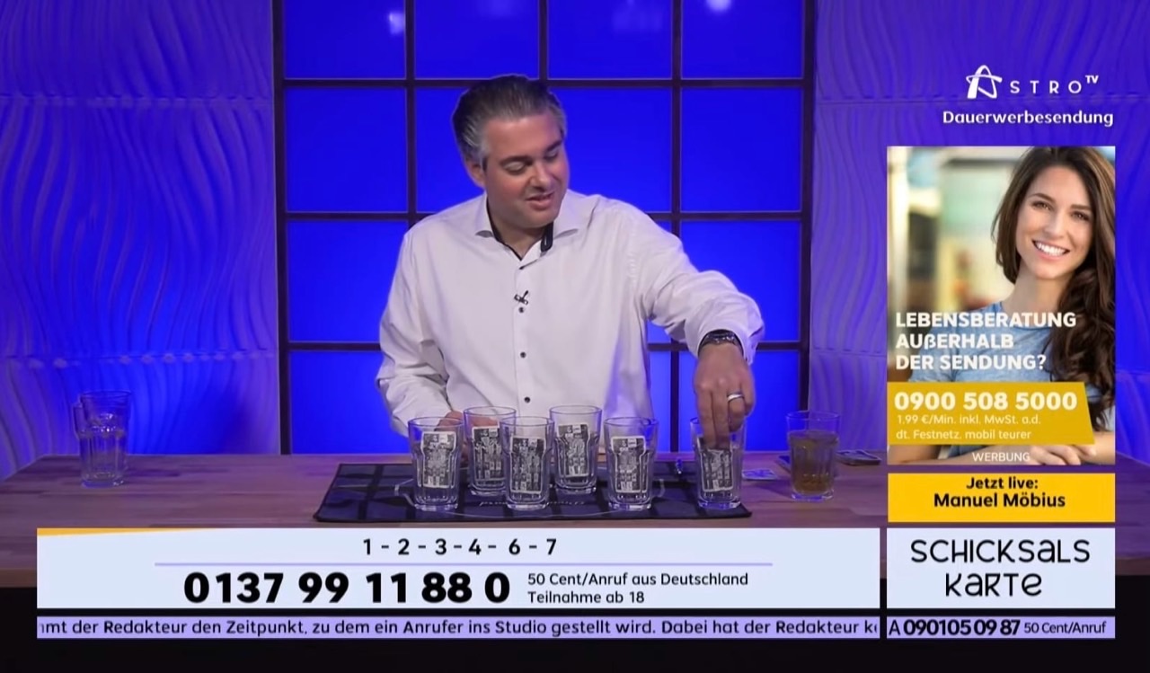 Historischer Fernsehauftritt von Manuel Möbius während einer Live-Sendung bei AstroTV.